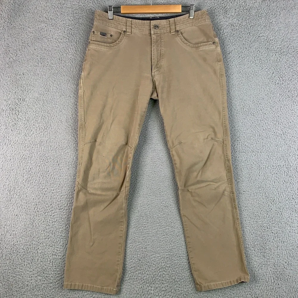 Kuhl Kanvus Jean Men's 34x32 Khaki Tan Outdoor Hiking Canvas Stretch Work Pants